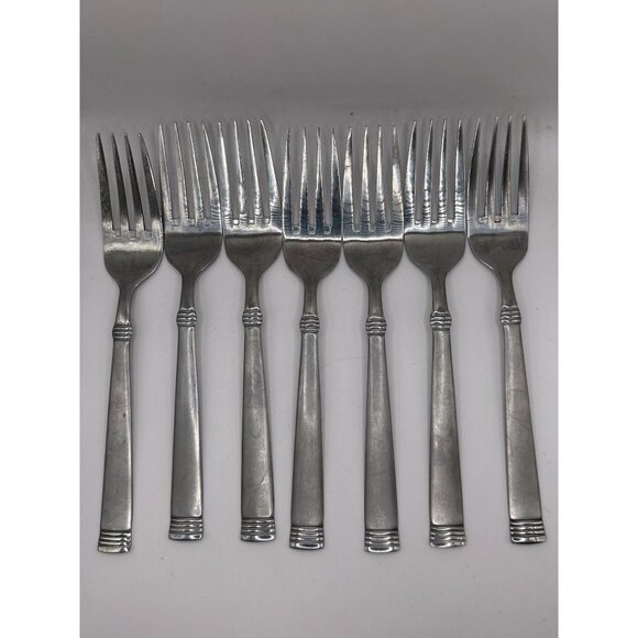 Set Of 7 International Silver Palisades Frost Stainless Steel salad Forks 18/10 - Picture 2 of 4